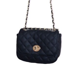 Aldo black pebbled leather crossbody chain strap